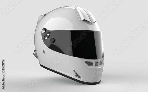 Motorcycle Helmet Isolated on Grey Mockup right view
