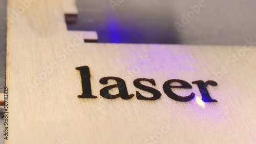 Laser engraving a word on plywood