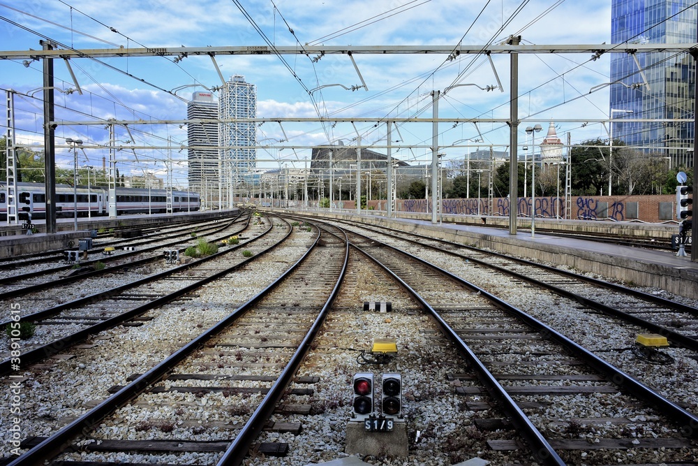 Fototapeta premium railway in the city