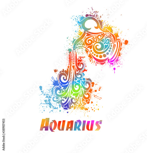 Aquarius zodiac sign. Vector illustration