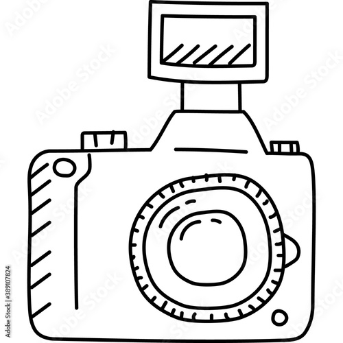 Camera Icon. Doddle Hand Drawn or Black Outline icon Style. Vector Icon