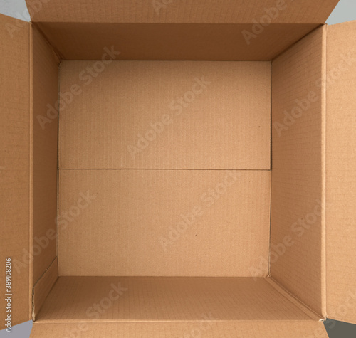 Empty open rectangular cardboard box close up. © runrun2