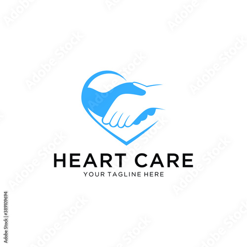 Heart in hand symbol, sign, icon, logo template for charity, health, voluntary, non profit organization, isolated on white background, vector illustration
