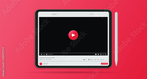 streaming Youtube design on tablet