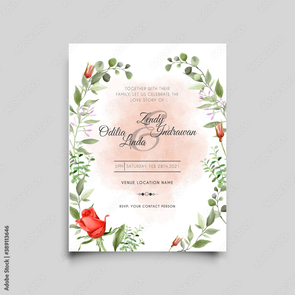elegant wedding invitation template with beautiful floral design elegant wedding invitation template with beautiful floral design