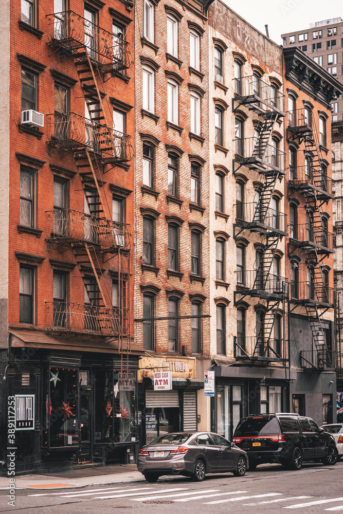 Historic architecture along Broome Street in the Lower East Side, Manhattan, New York City