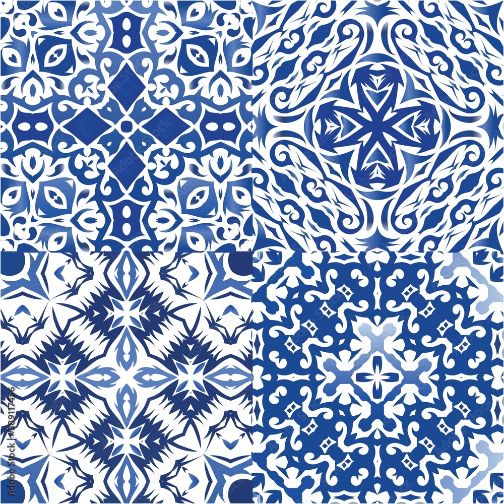 Antique azulejo tiles patchworks. Antique azulejo tiles patchworks.