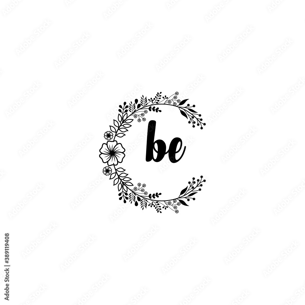 Initial BE Handwriting, Wedding Monogram Logo Design, Modern Minimalistic and Floral templates for Invitation cards Initial BE Handwriting, Wedding Monogram Logo Design, Modern Minimalistic and Floral templates for Invitation cards