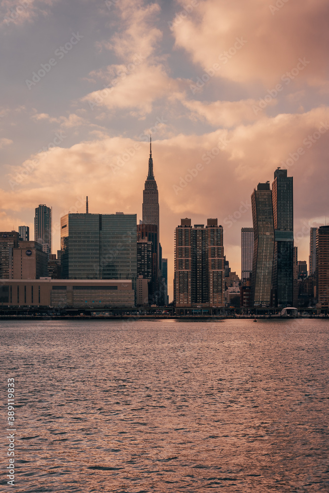 Sunset view of the Midtown Manhattan skyline, from Long Island City, Queens, New York