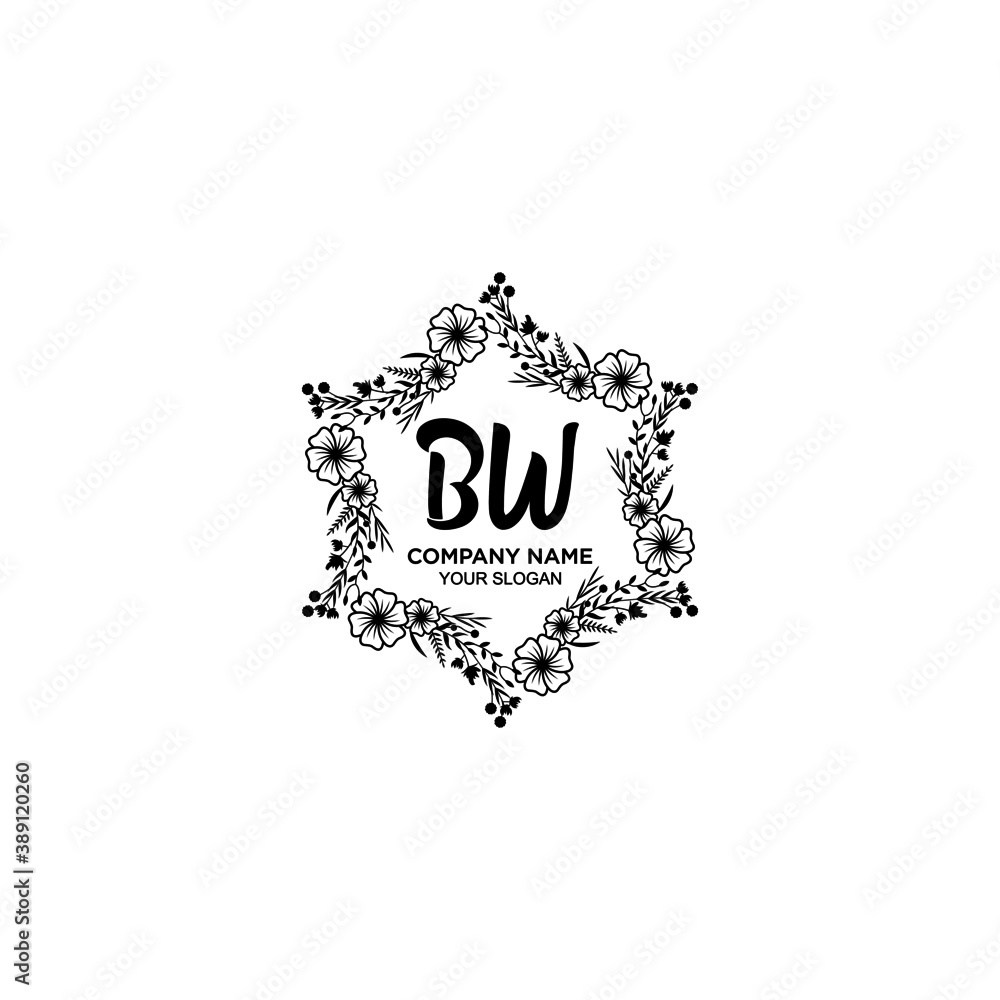 Initial BW Handwriting, Wedding Monogram Logo Design, Modern Minimalistic and Floral templates for Invitation cards Initial BW Handwriting, Wedding Monogram Logo Design, Modern Minimalistic and Floral templates for Invitation cards