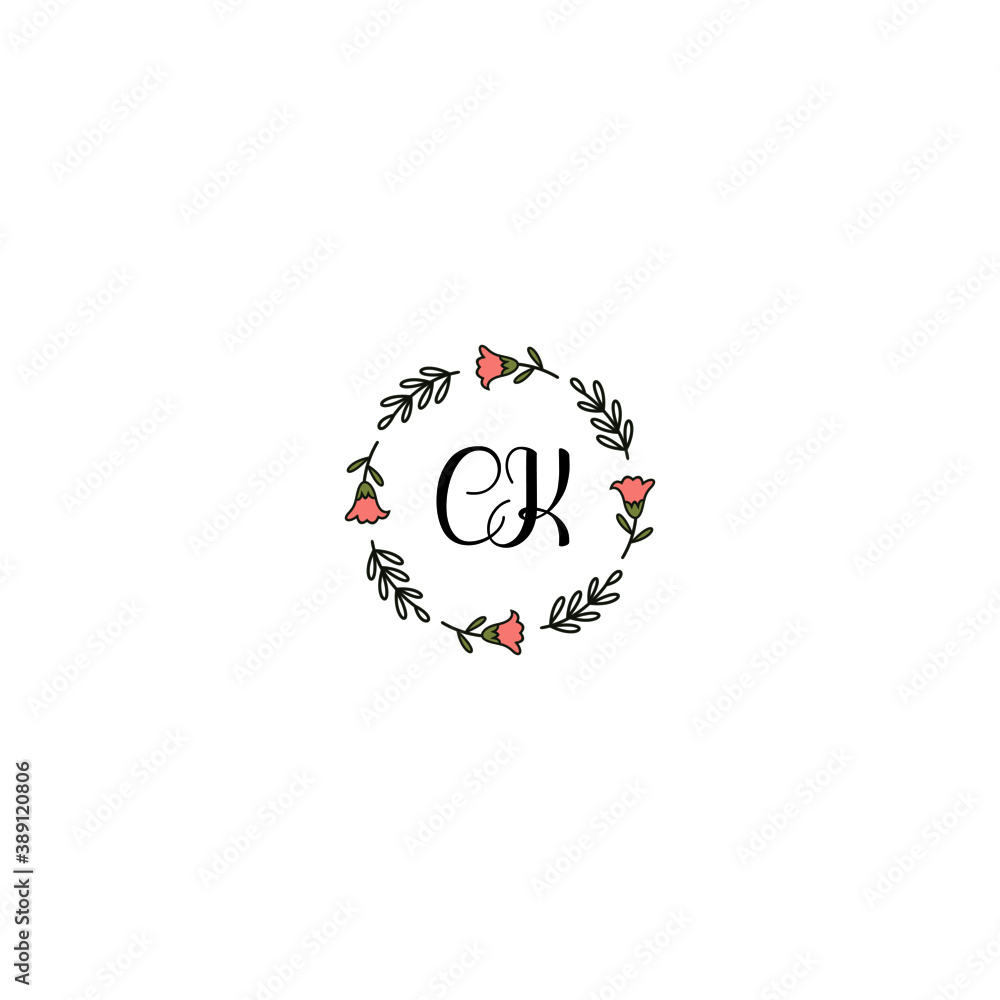 Initial CK Handwriting, Wedding Monogram Logo Design, Modern Minimalistic and Floral templates for Invitation cards Initial CK Handwriting, Wedding Monogram Logo Design, Modern Minimalistic and Floral templates for Invitation cards