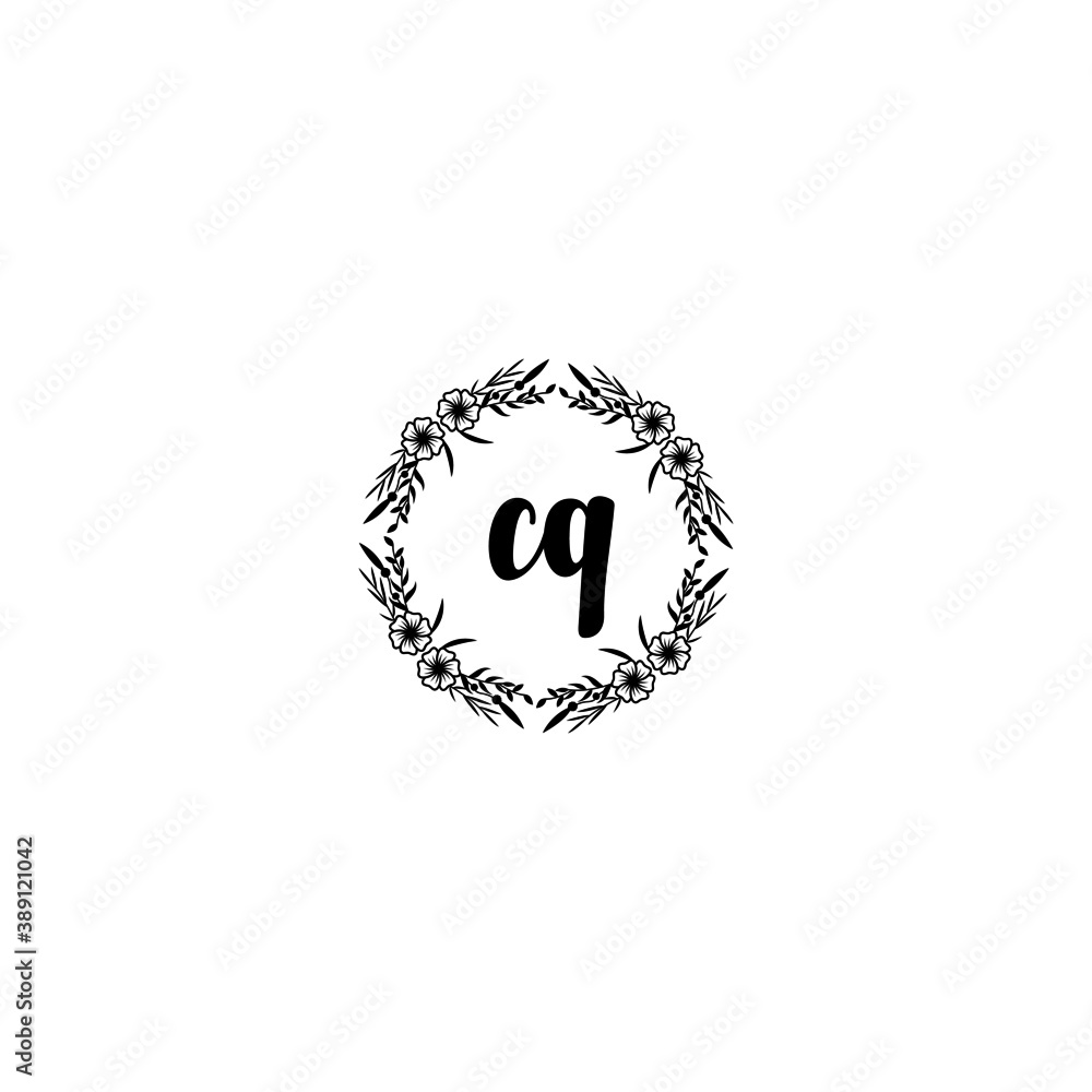 Initial CQ Handwriting, Wedding Monogram Logo Design, Modern Minimalistic and Floral templates for Invitation cards Initial CQ Handwriting, Wedding Monogram Logo Design, Modern Minimalistic and Floral templates for Invitation cards