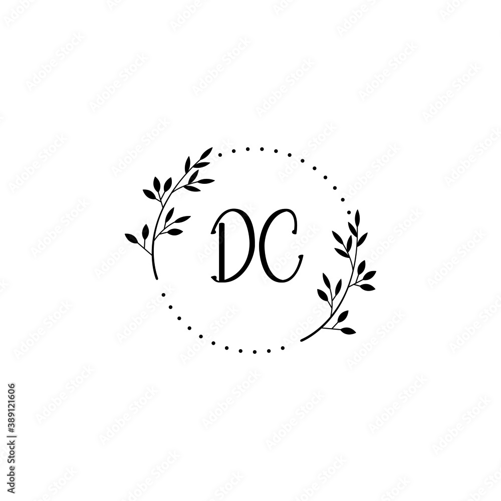 Initial DC Handwriting, Wedding Monogram Logo Design, Modern Minimalistic and Floral templates for Invitation cards