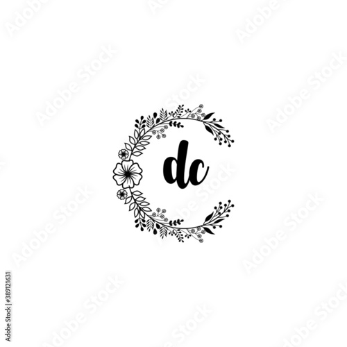 Initial DC Handwriting, Wedding Monogram Logo Design, Modern Minimalistic and Floral templates for Invitation cards