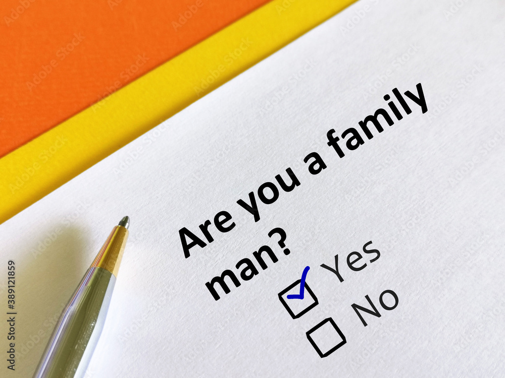 One person is answering question about family. The person is thinking if he is a family man. One person is answering question about family. The person is thinking if he is a family man.
