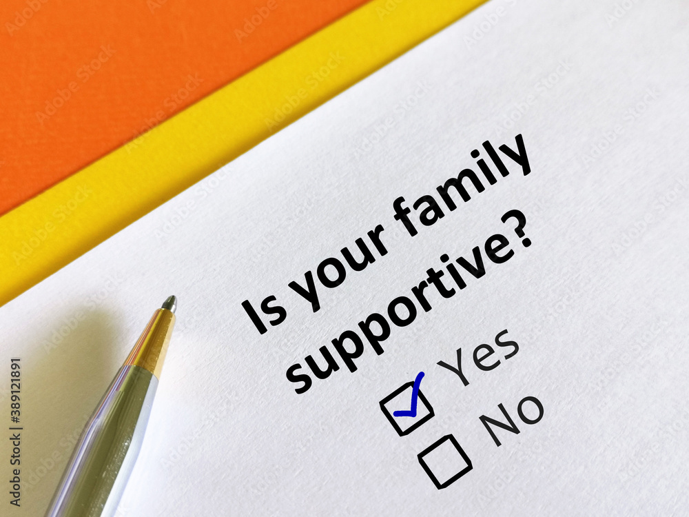 One person is answering question about family. The person is thinking if his family is supportive. One person is answering question about family. The person is thinking if his family is supportive.