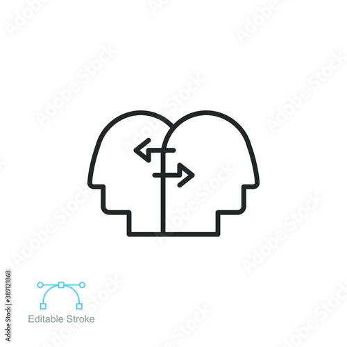 Business Concepts Interpersonal relationship line icon. Social capital, empathy, Two people interacting, associating each other. Editable stroke Vector illustration Design on white background EPS 10