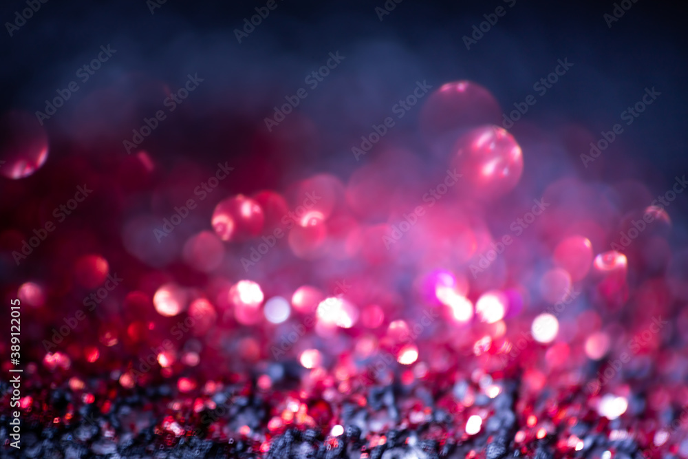 Blurred image Purple glitter vintage lights background defocused for festivals and celebrations