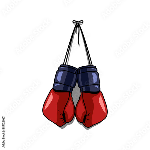 red boxing gloves hanging vector