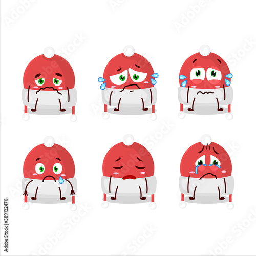 Christmas hat cartoon character with sad expression