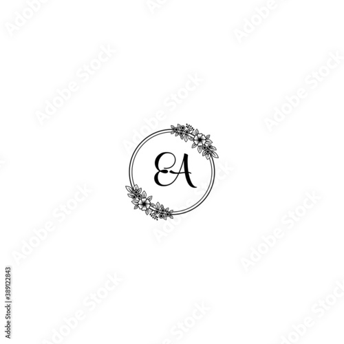 Initial EA Handwriting, Wedding Monogram Logo Design, Modern Minimalistic and Floral templates for Invitation cards