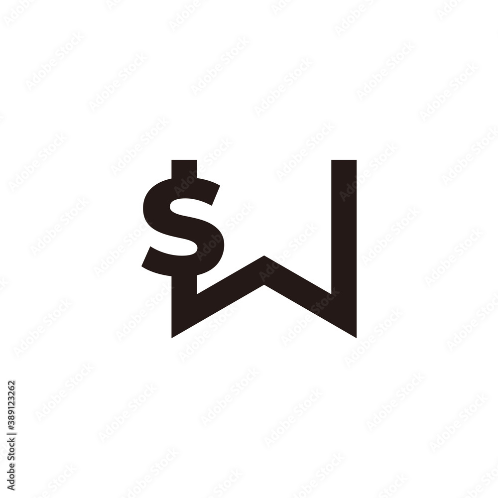 letter sw simple geometric linked line logo vector letter sw simple geometric linked line logo vector