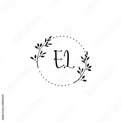 Initial EL Handwriting  Wedding Monogram Logo Design  Modern Minimalistic and Floral templates for Invitation cards