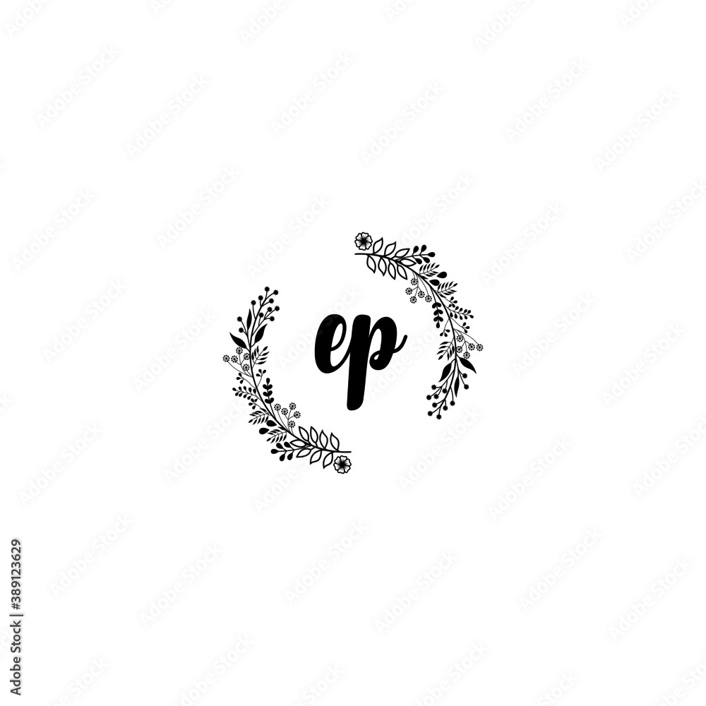 Initial EP Handwriting, Wedding Monogram Logo Design, Modern Minimalistic and Floral templates for Invitation cards Initial EP Handwriting, Wedding Monogram Logo Design, Modern Minimalistic and Floral templates for Invitation cards