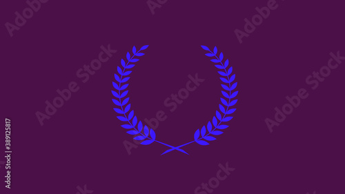 Blue color wreath logo icon on pink dark background, Best wheat icon