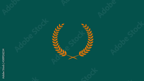 Beautiful brown color wreath logo icon on cyan dark background, Wreath logo icon