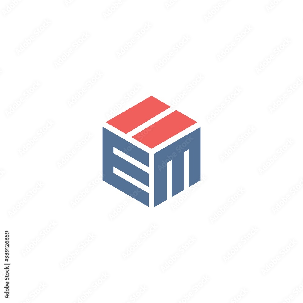 A modern and sophisticated cube logo design with initials EM 1 A modern and sophisticated cube logo design with initials EM 1
