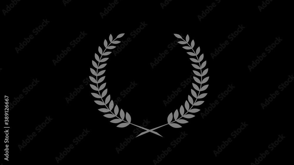Beautiful gray color wreath logo icon on black background, Beautiful wheat icon, Logo wheat icon Beautiful gray color wreath logo icon on black background, Beautiful wheat icon, Logo wheat icon