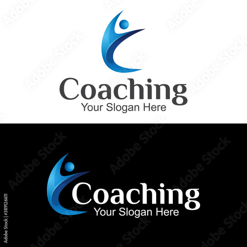 coaching logo, Letter C with people gradient logo, brand consulting logo design