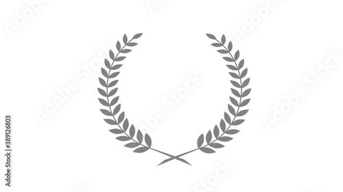 Beautiful gray color wreath logo icon on white background, New wheat icon