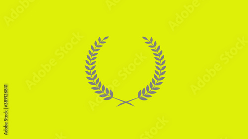 Best gray color wheat logo icon on yellow background, Wreath icon