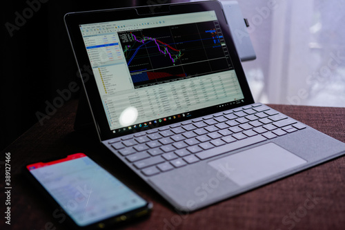 Wallpaper Mural KUALA LUMPUR, MALAYSIA - MARCH 4TH, 2019 : Trading forex with METATRADER 4 on Microsoft Tablet Surface go. Surface Go is the most user friendly which good for people on the go. Torontodigital.ca