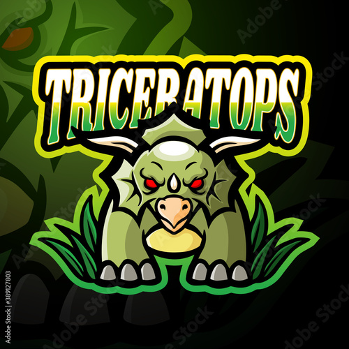 Triceratops esport logo mascot design