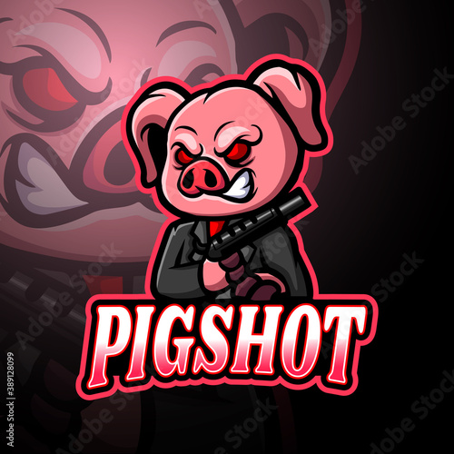 Pig esport logo mascot design