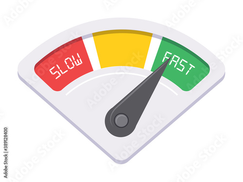 Measuring gauge with slow, middle, fast section and arrow