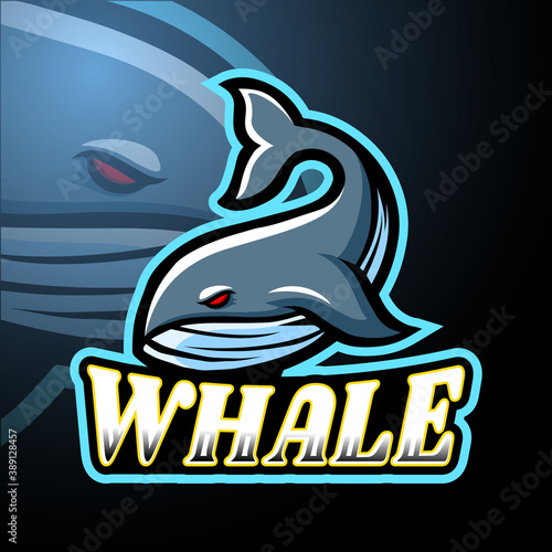 Whale esport logo mascot design