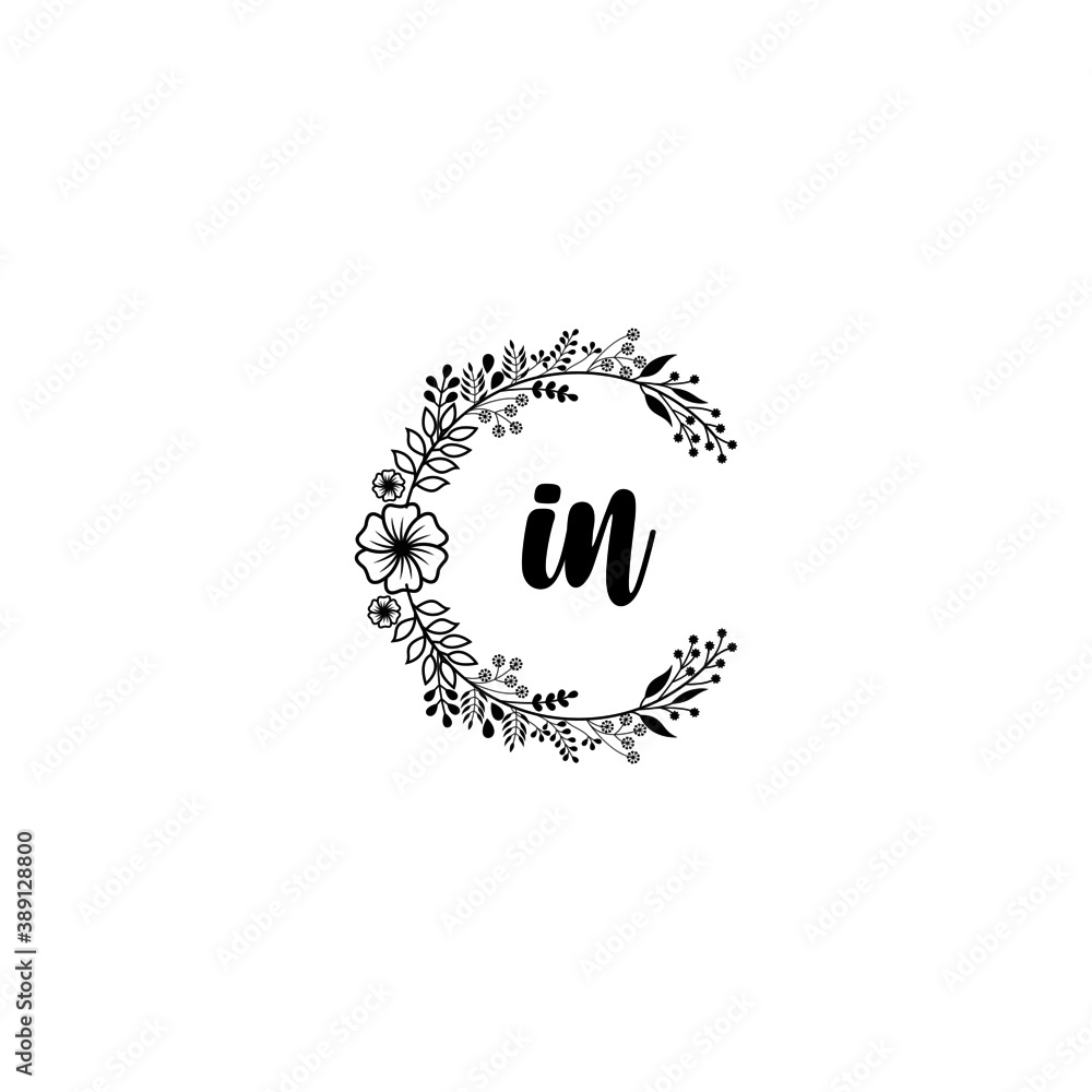 Initial IN Handwriting, Wedding Monogram Logo Design, Modern Minimalistic and Floral templates for Invitation cards Initial IN Handwriting, Wedding Monogram Logo Design, Modern Minimalistic and Floral templates for Invitation cards