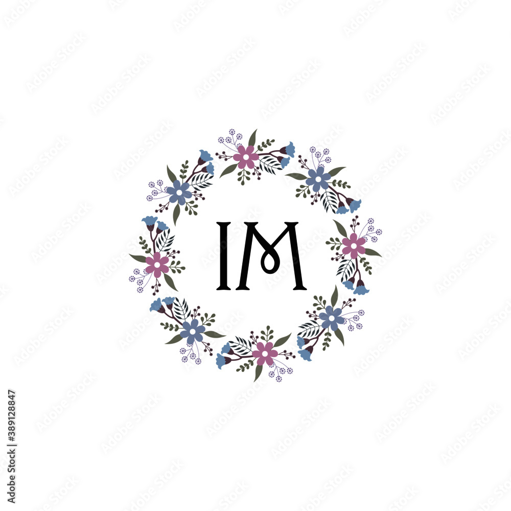 Initial IM Handwriting, Wedding Monogram Logo Design, Modern Minimalistic and Floral templates for Invitation cards