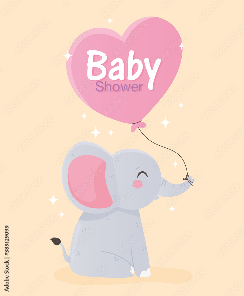 baby shower, cute little elephant with heart balloon baby shower, cute little elephant with heart balloon