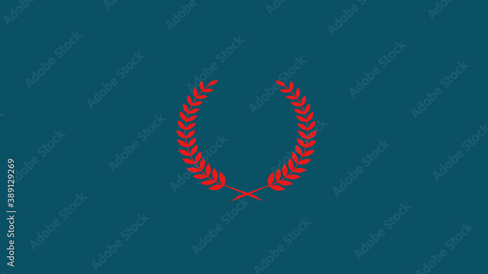 New red color wheat icon on cyan dark background, Amazing wreath icon New red color wheat icon on cyan dark background, Amazing wreath icon