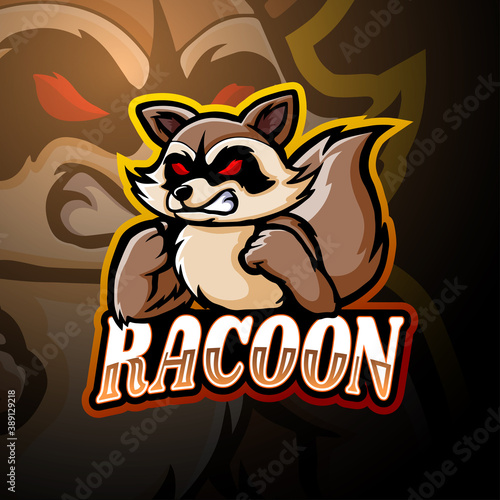 Racoon esport logo mascot design