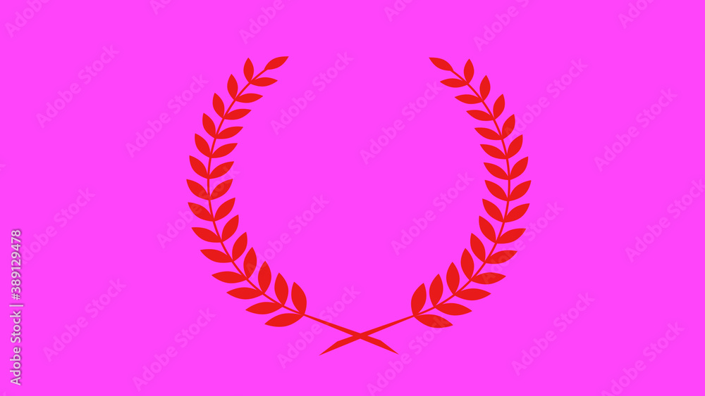Red color wheat icon on pink background, Amazing wreath icon Red color wheat icon on pink background, Amazing wreath icon