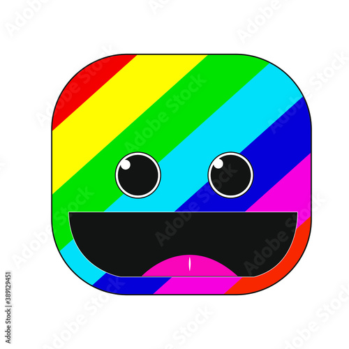 Emoticón colorido feliz