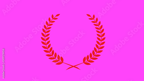 Red color wheat icon on pink background, Amazing wreath icon