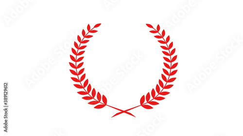 Beautiful red color wreath icon on white background, New wheat icon