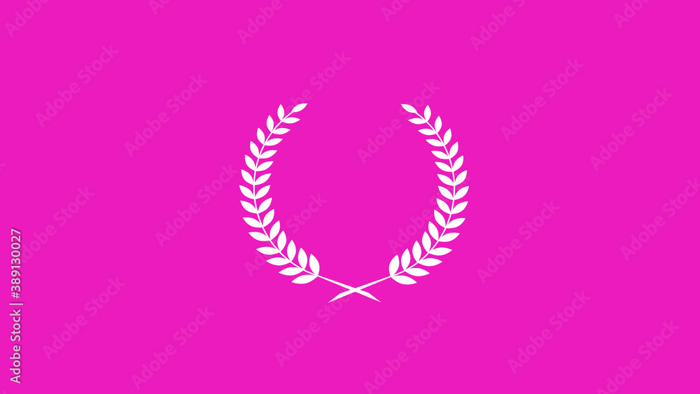 Top white color wheat icon on pink background, Wreath icon, New wheat logo icon on pink background Top white color wheat icon on pink background, Wreath icon, New wheat logo icon on pink background